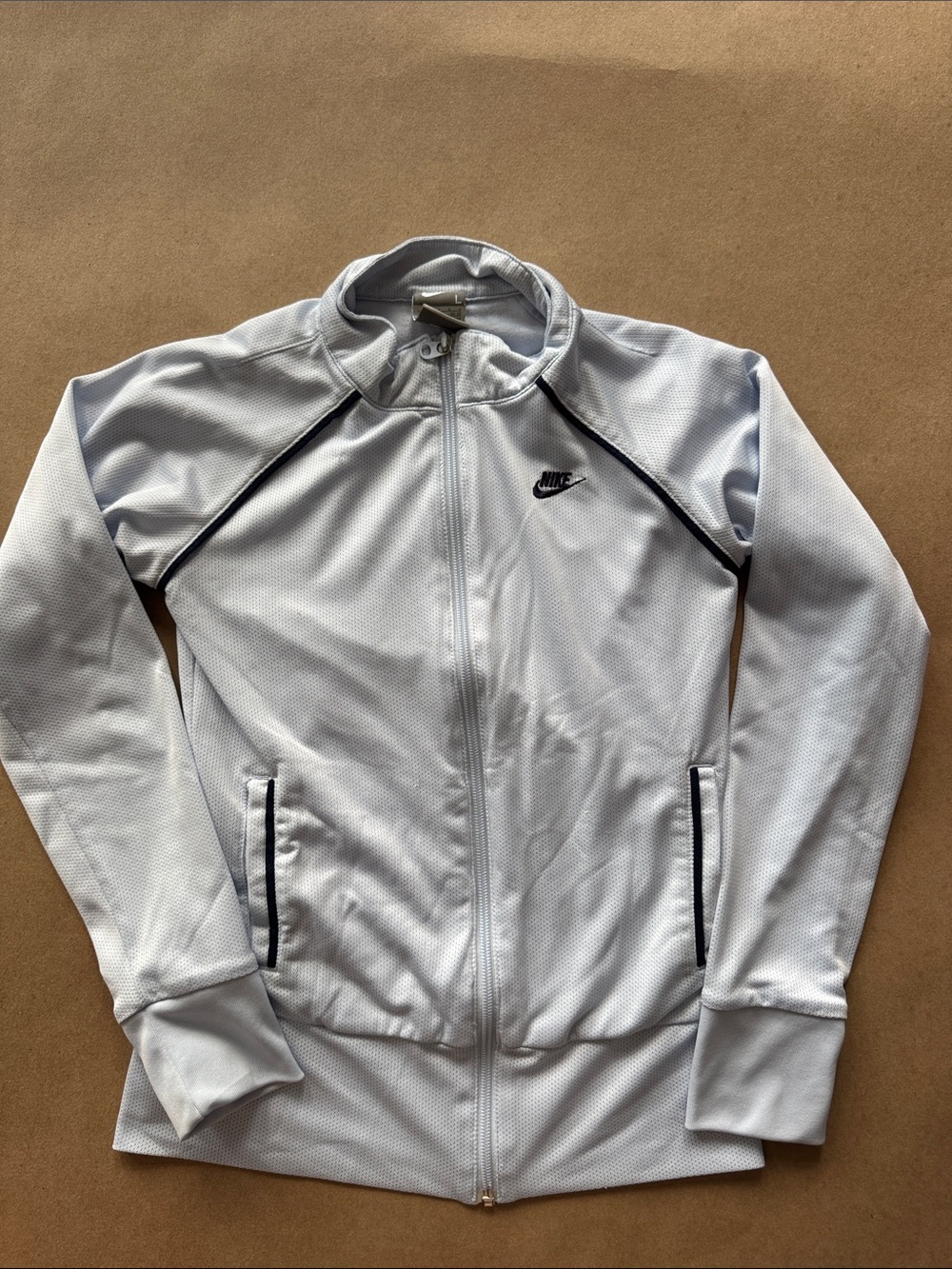 Nike Girls Large Light Blue Track Jacket with Black Trim